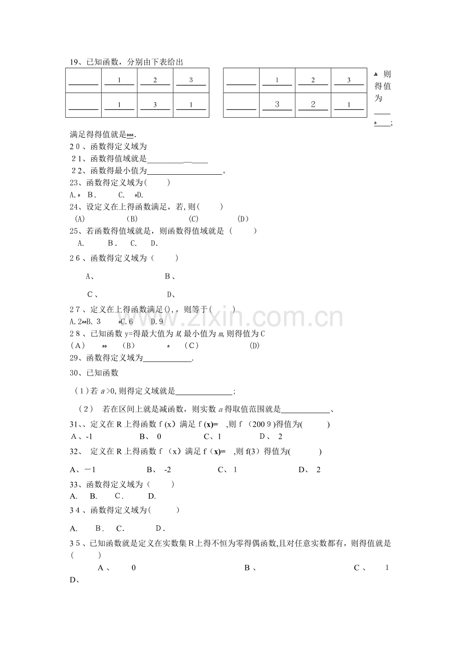 高一数学《函数的定义域值域》练习题解析版.doc_第2页