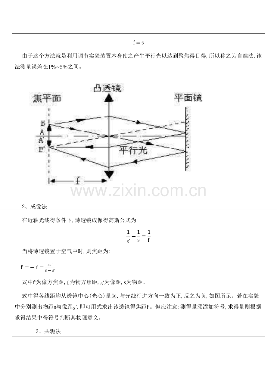 薄透镜焦距的测定-物理实验报告.docx_第2页