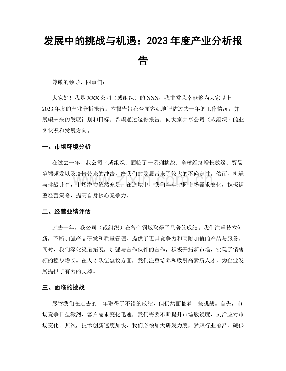 发展中的挑战与机遇：2023年度产业分析报告.docx_第1页