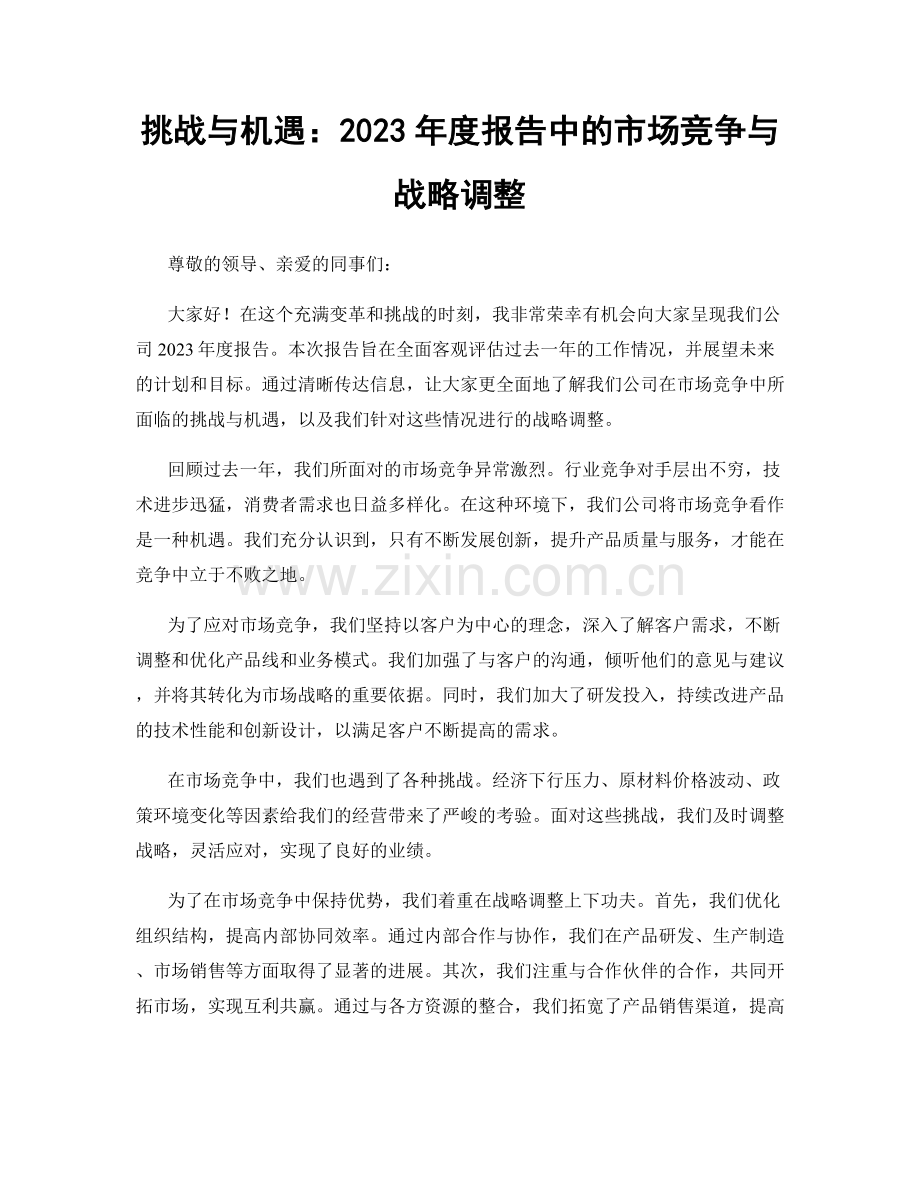 挑战与机遇：2023年度报告中的市场竞争与战略调整.docx_第1页