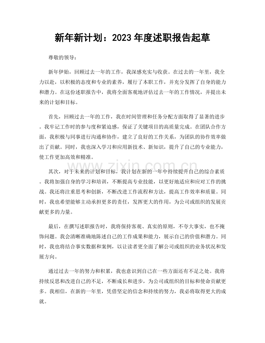 新年新计划：2023年度述职报告起草.docx_第1页