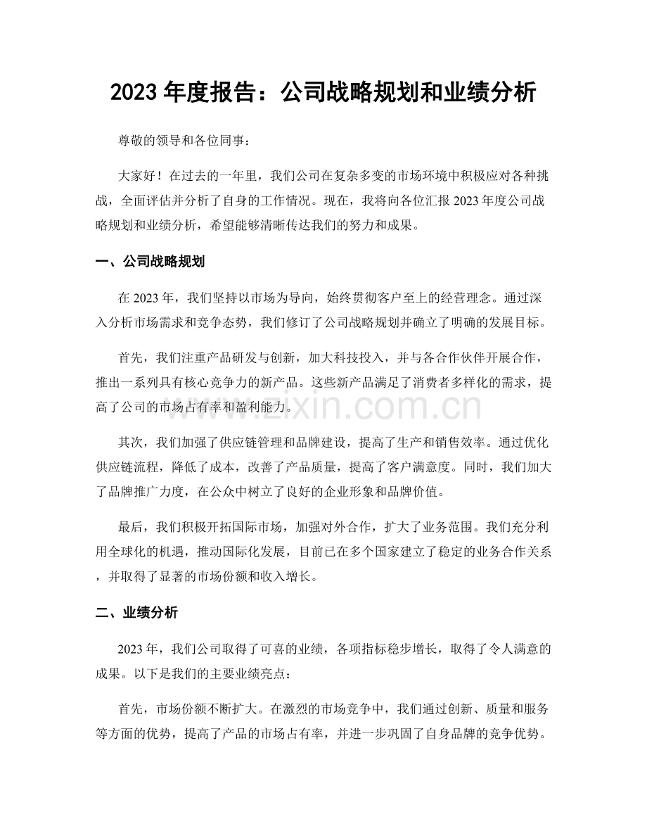 2023年度报告：公司战略规划和业绩分析.docx_第1页