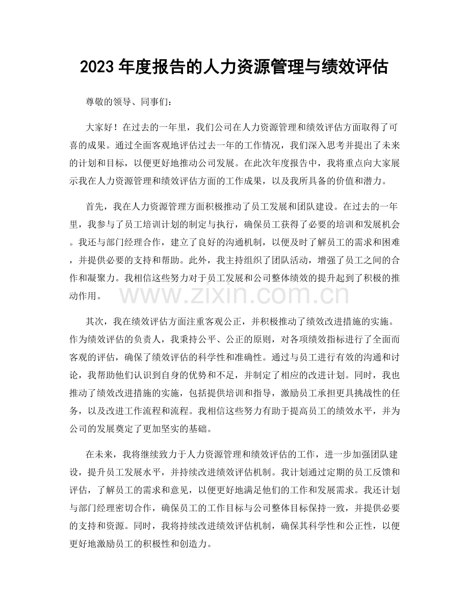 2023年度报告的人力资源管理与绩效评估.docx_第1页