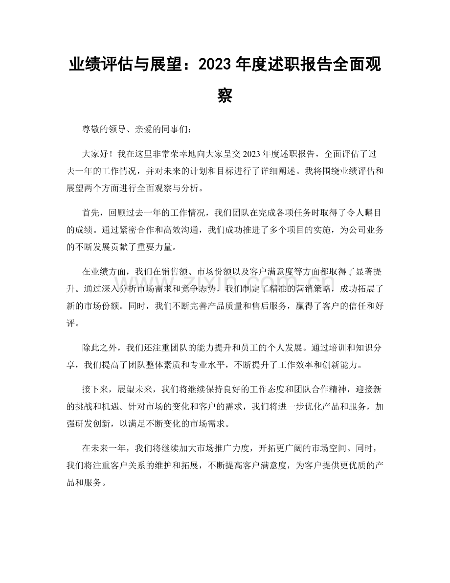 业绩评估与展望：2023年度述职报告全面观察.docx_第1页