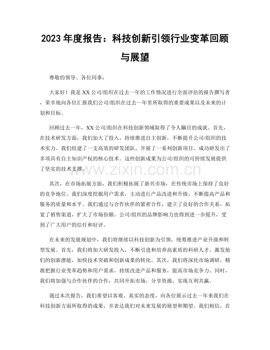 2023年度报告：科技创新引领行业变革回顾与展望.docx_第1页