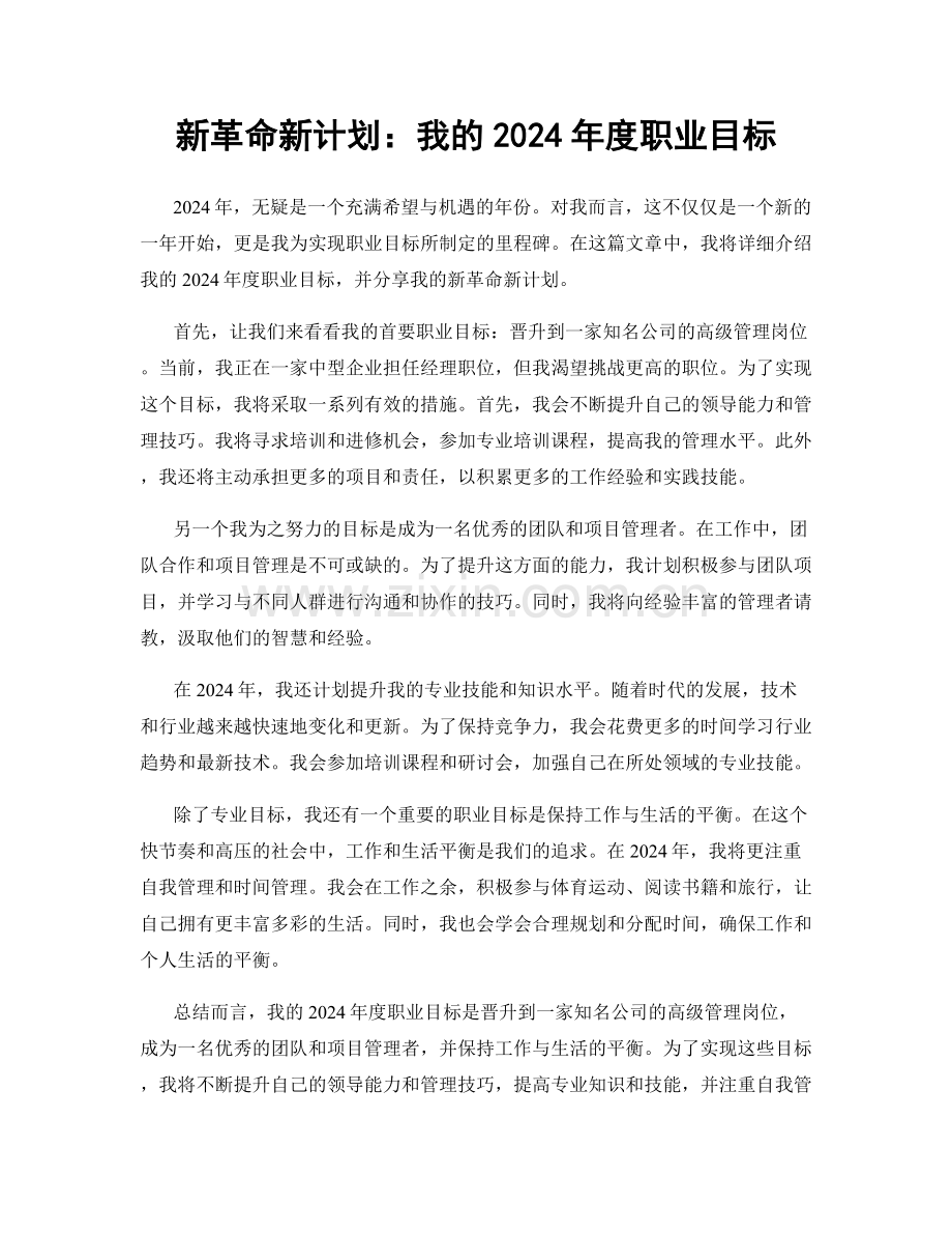 新革命新计划：我的2024年度职业目标.docx_第1页