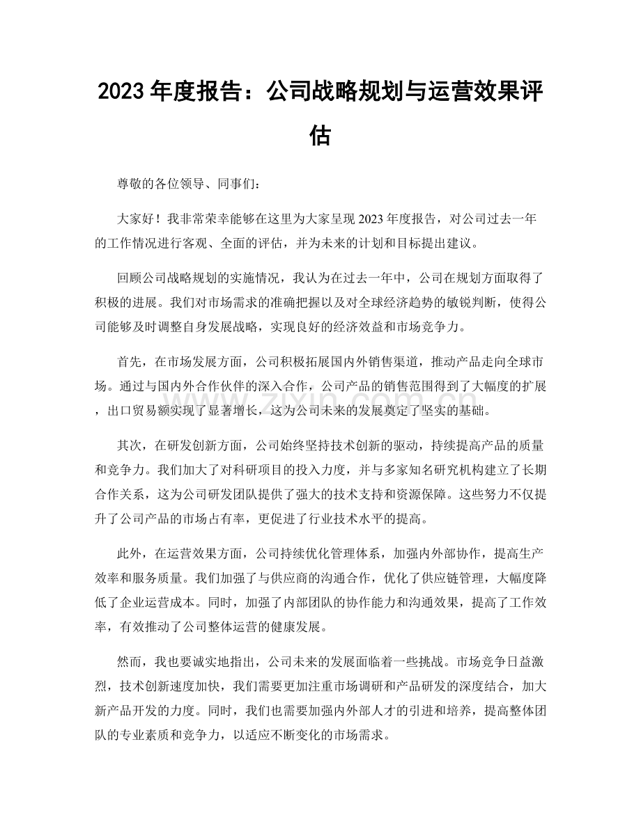 2023年度报告：公司战略规划与运营效果评估.docx_第1页