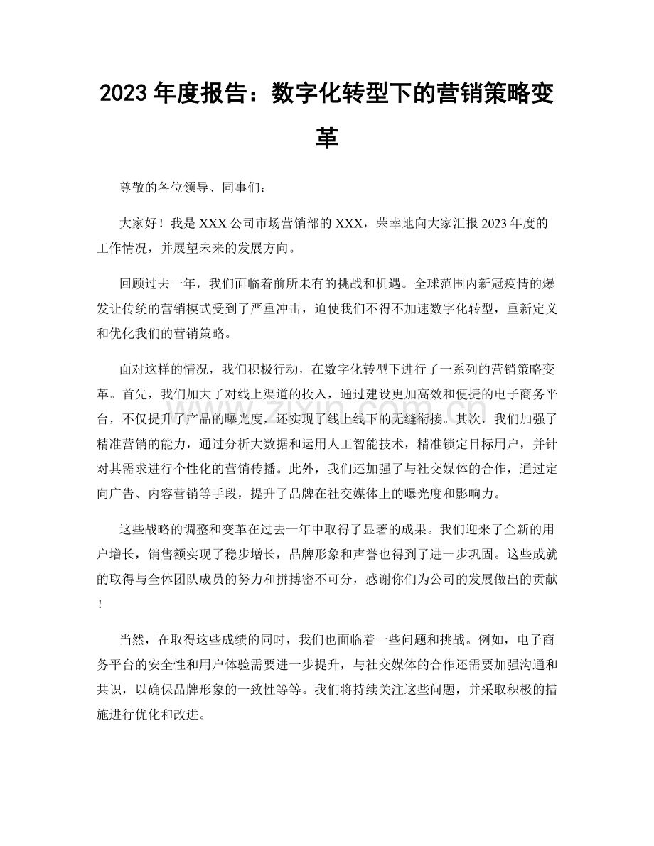 2023年度报告：数字化转型下的营销策略变革.docx_第1页