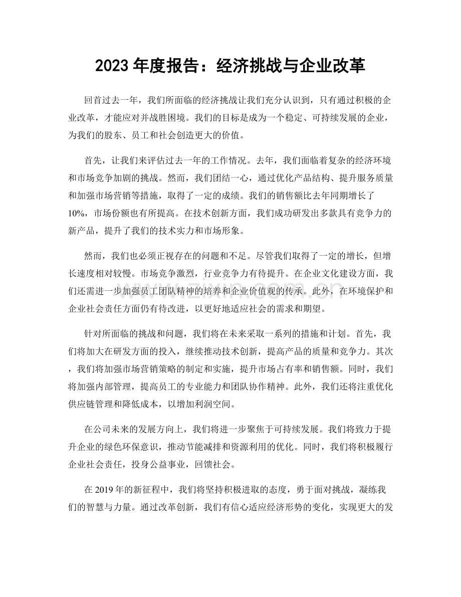 2023年度报告：经济挑战与企业改革.docx_第1页