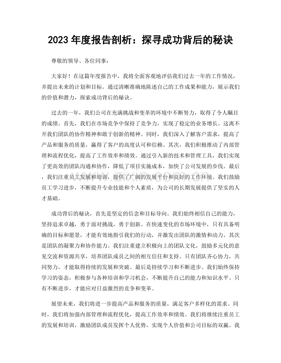 2023年度报告剖析：探寻成功背后的秘诀.docx_第1页