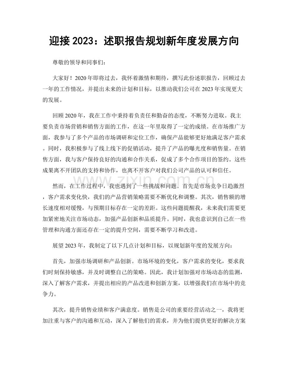 迎接2023：述职报告规划新年度发展方向.docx_第1页