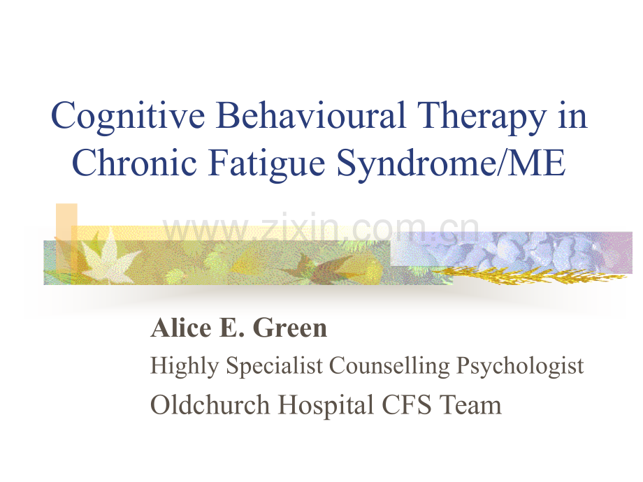 CognitiveBehaviouralTherapyinChronicFatigueSyndrome：认知行为疗法对慢性疲劳综合征.ppt_第1页