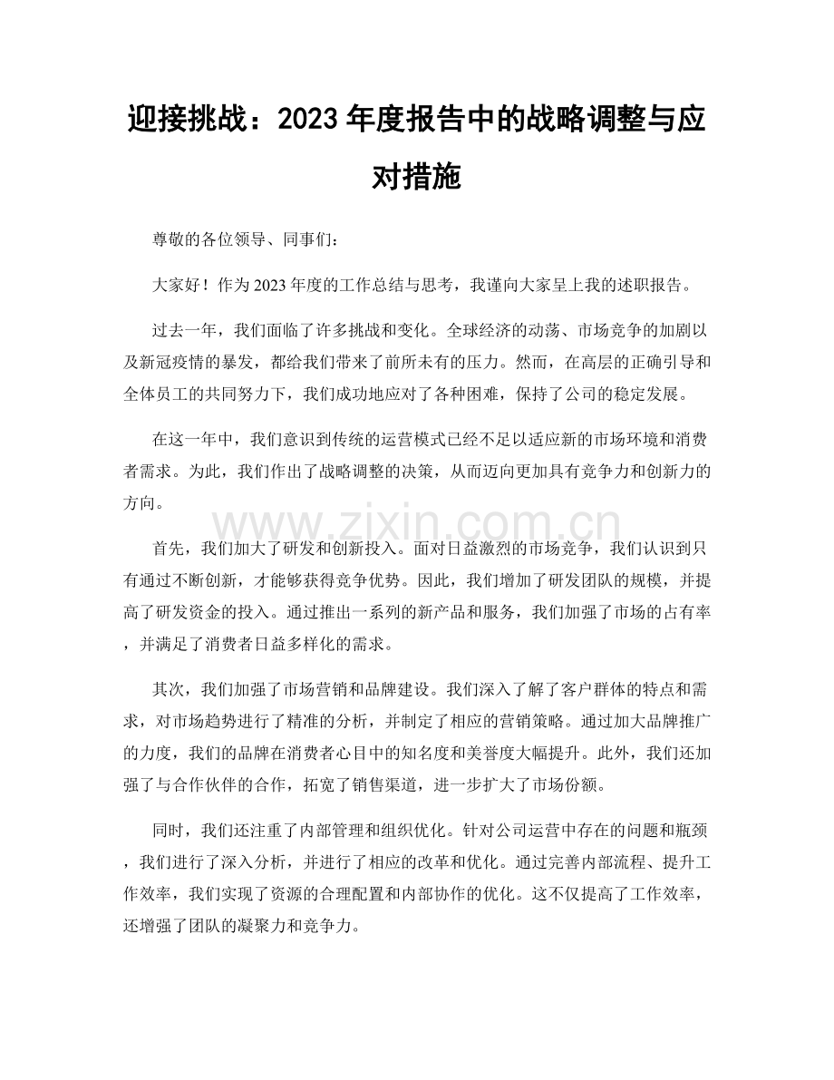 迎接挑战：2023年度报告中的战略调整与应对措施.docx_第1页