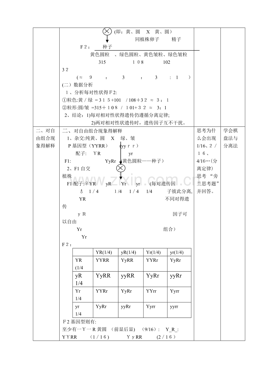 高中生物第2节-孟德尔的豌豆杂交实验(二)-教案.doc_第2页