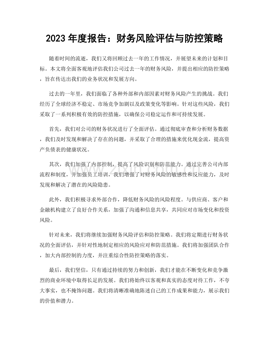 2023年度报告：财务风险评估与防控策略.docx_第1页