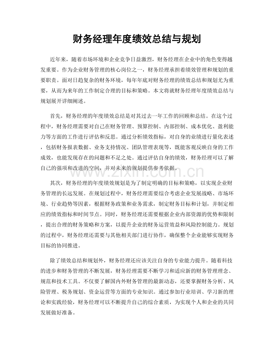 财务经理年度绩效总结与规划.docx_第1页