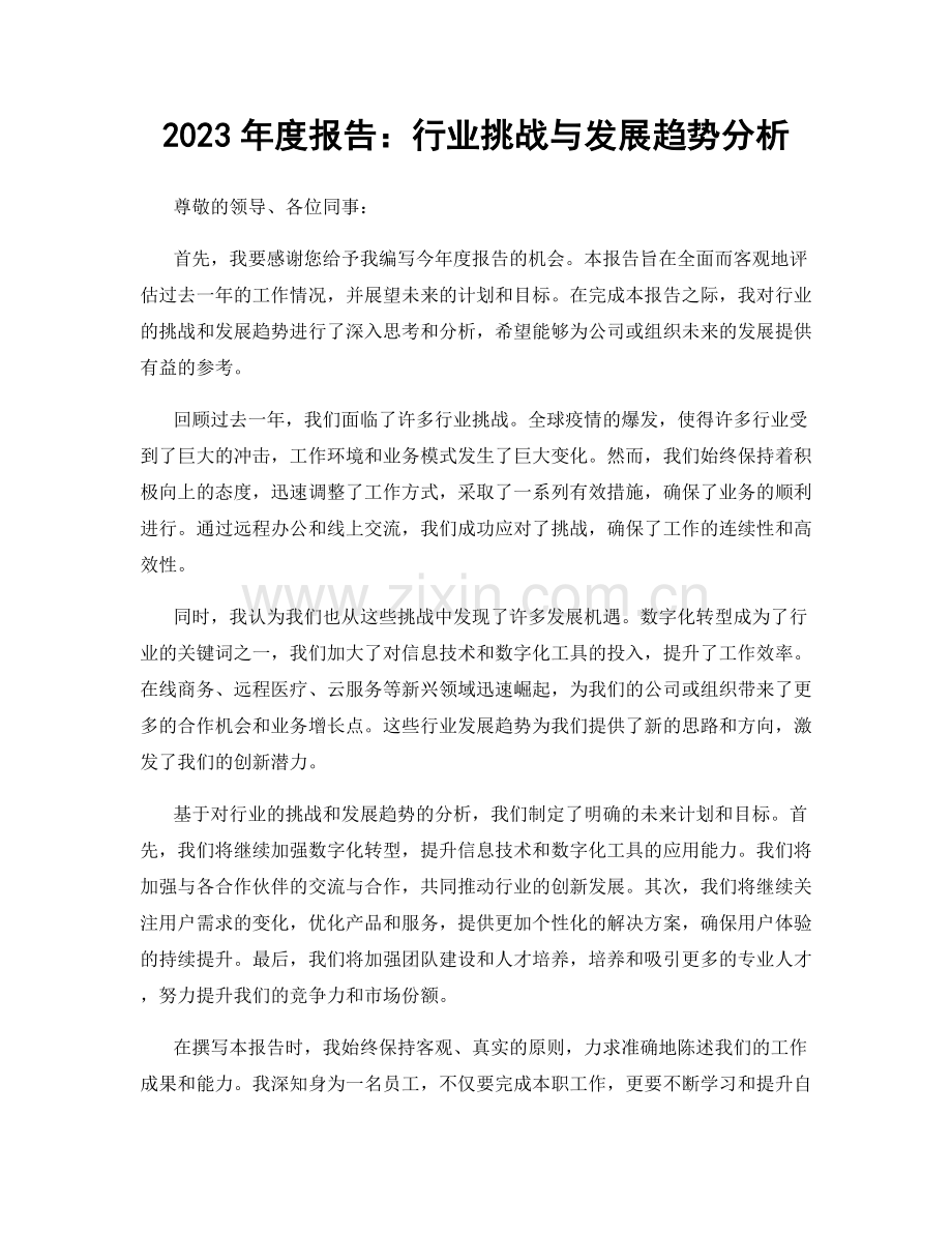 2023年度报告：行业挑战与发展趋势分析.docx_第1页