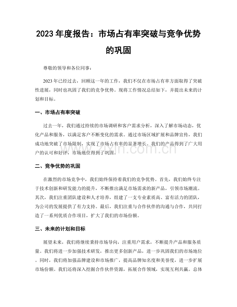 2023年度报告：市场占有率突破与竞争优势的巩固.docx_第1页