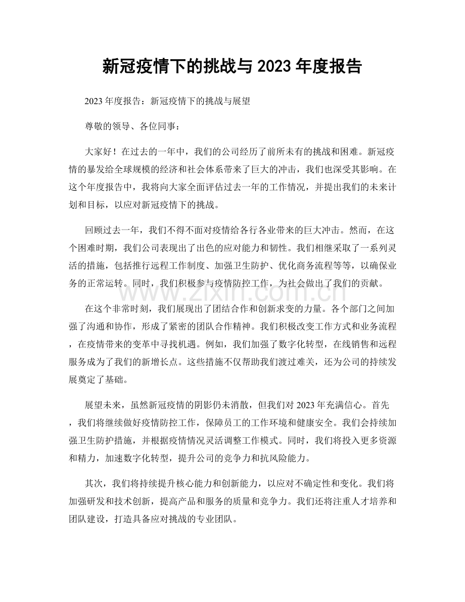 新冠疫情下的挑战与2023年度报告.docx_第1页