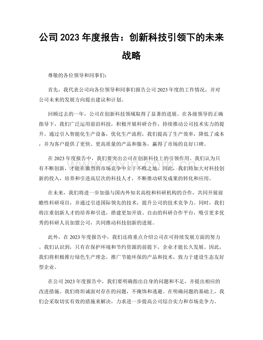 公司2023年度报告：创新科技引领下的未来战略.docx_第1页