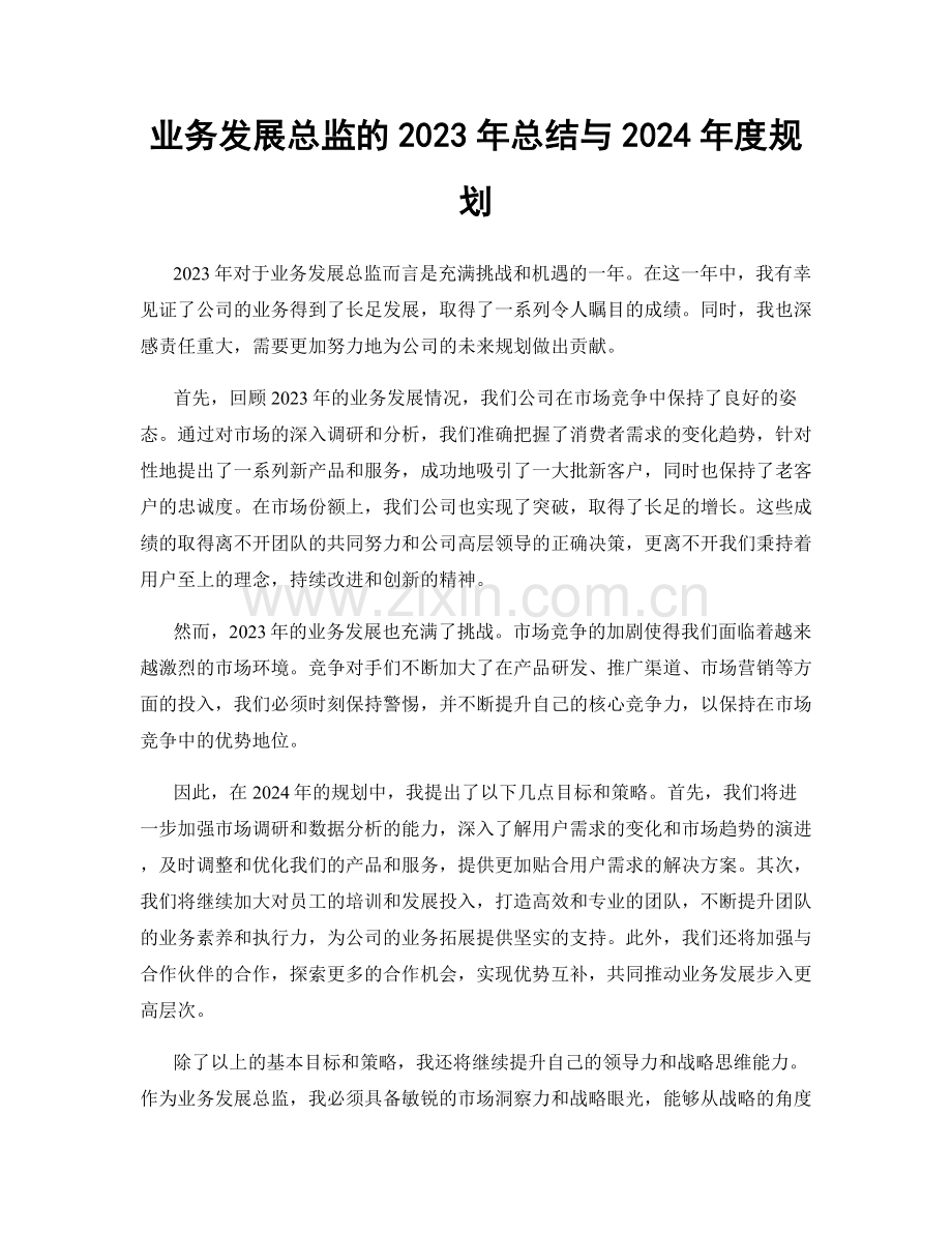 业务发展总监的2023年总结与2024年度规划.docx_第1页