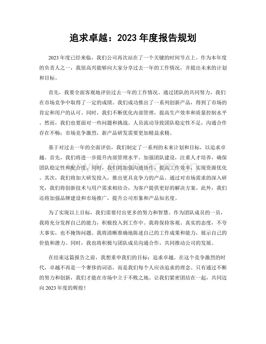 追求卓越：2023年度报告规划.docx_第1页