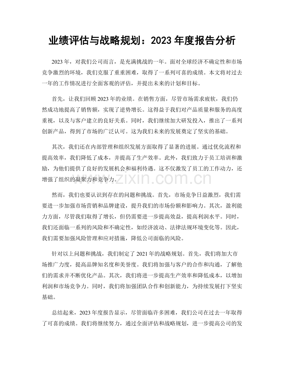 业绩评估与战略规划：2023年度报告分析.docx_第1页