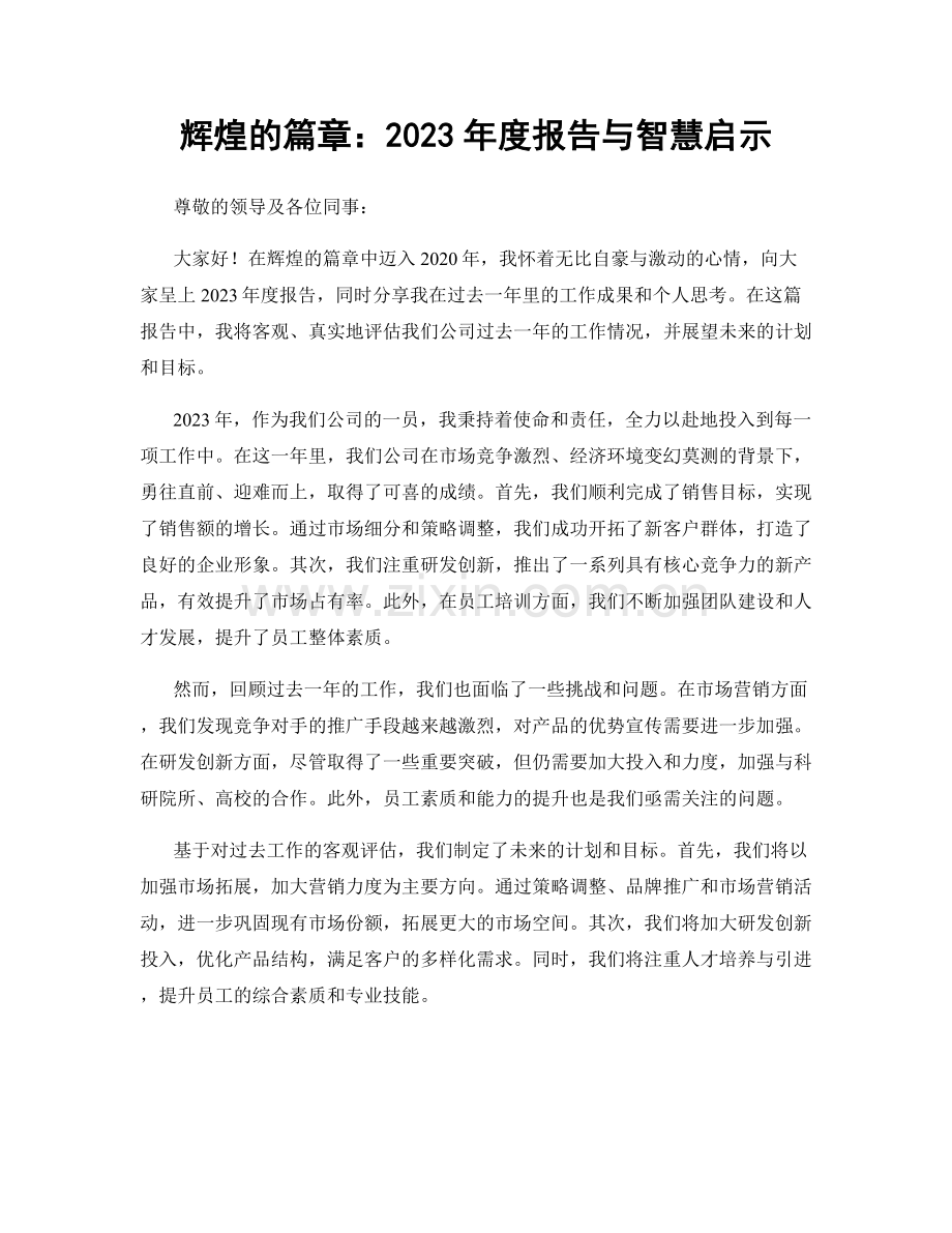 辉煌的篇章：2023年度报告与智慧启示.docx_第1页