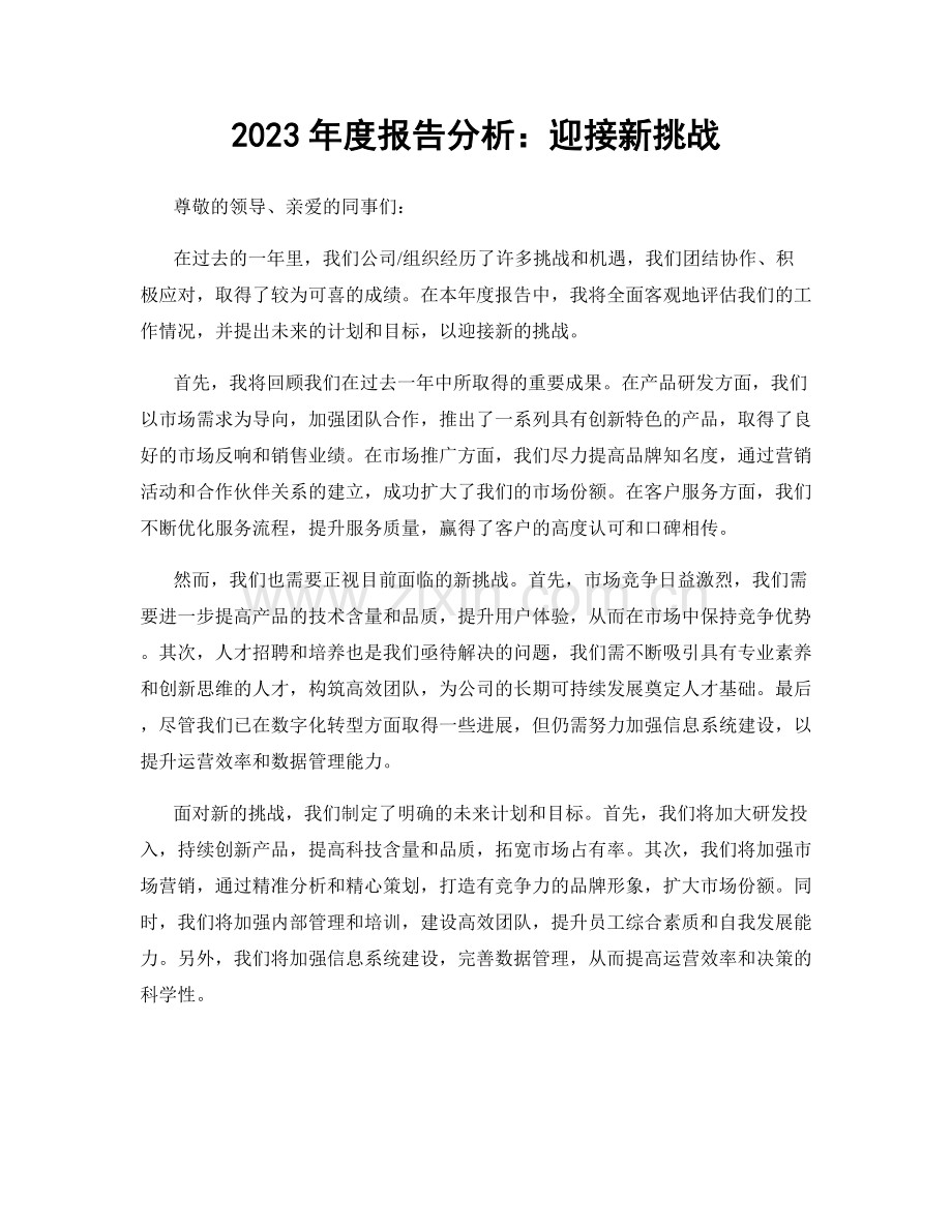 2023年度报告分析：迎接新挑战.docx_第1页