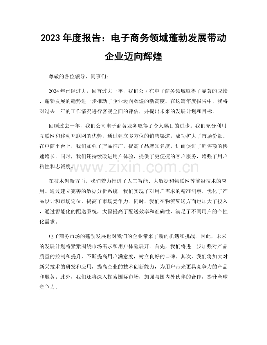 2023年度报告：电子商务领域蓬勃发展带动企业迈向辉煌.docx_第1页