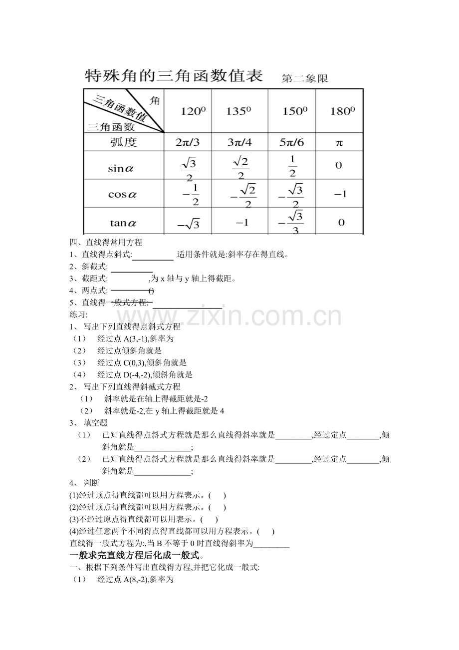 高三文科数学直线与方程知识点复习.doc_第2页