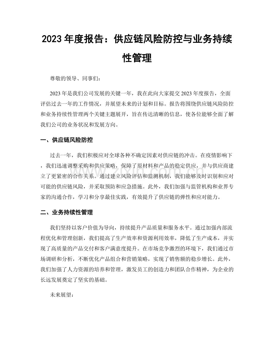 2023年度报告：供应链风险防控与业务持续性管理.docx_第1页