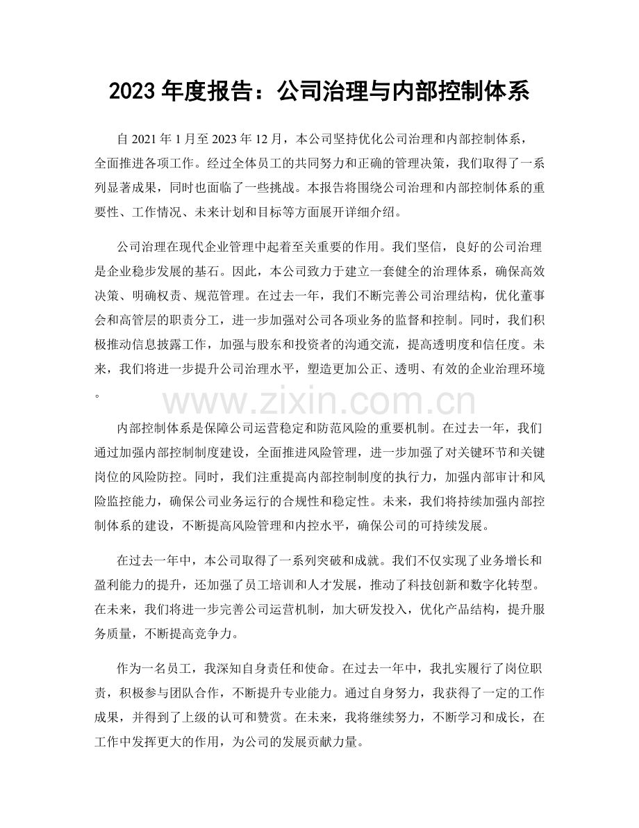 2023年度报告：公司治理与内部控制体系.docx_第1页