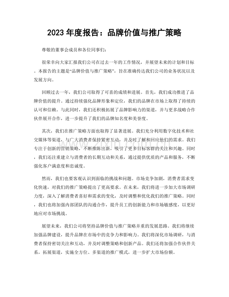 2023年度报告：品牌价值与推广策略.docx_第1页