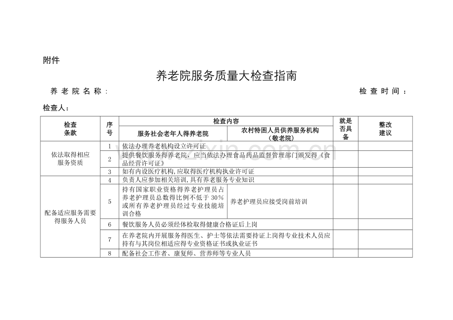 养老服务质量检查指南.doc_第1页