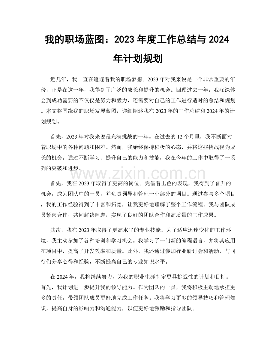 我的职场蓝图：2023年度工作总结与2024年计划规划.docx_第1页