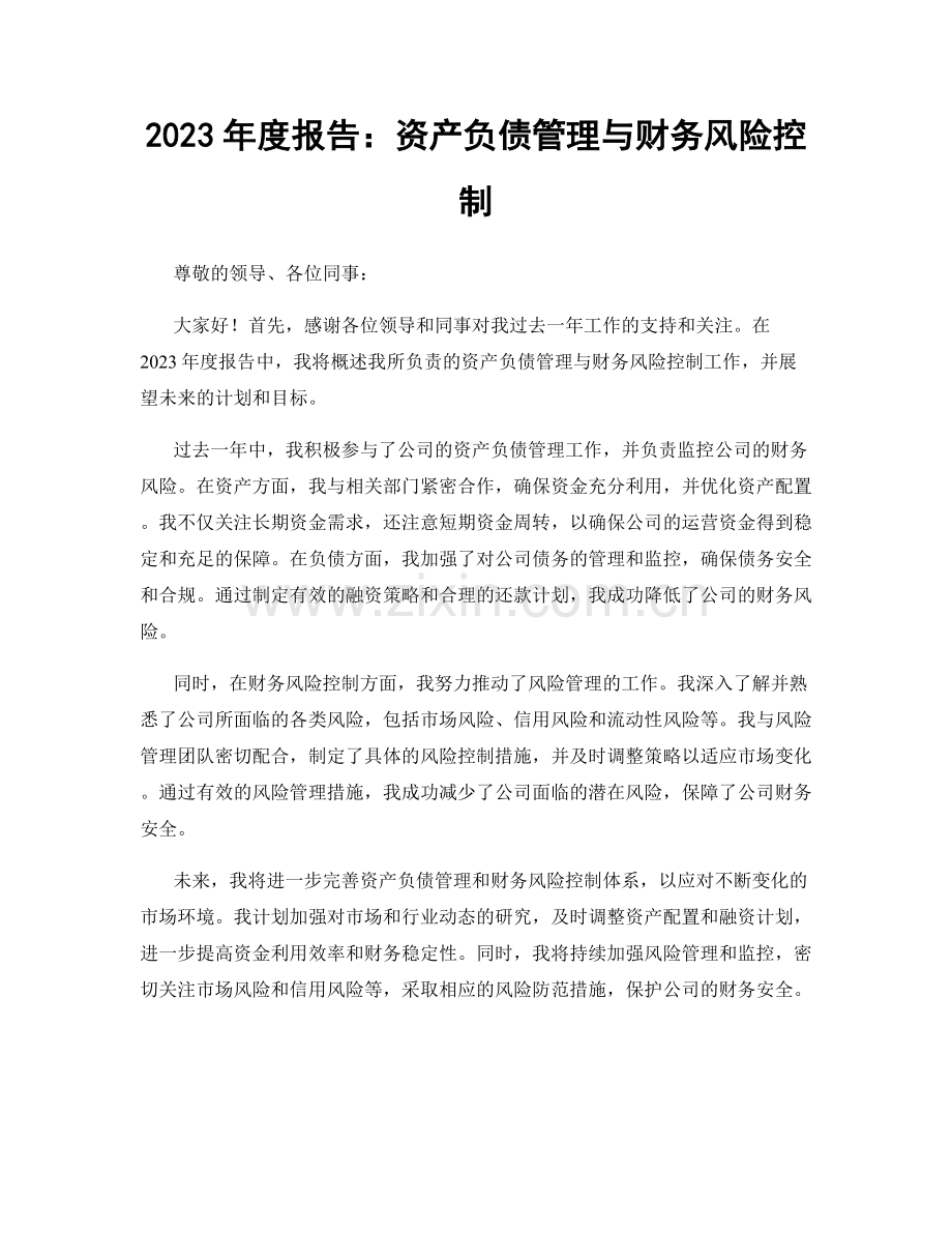 2023年度报告：资产负债管理与财务风险控制.docx_第1页