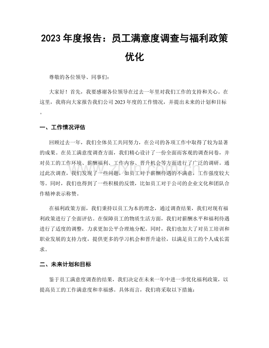 2023年度报告：员工满意度调查与福利政策优化.docx_第1页