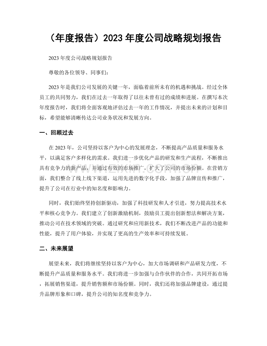 2023年度公司战略规划报告.docx_第1页