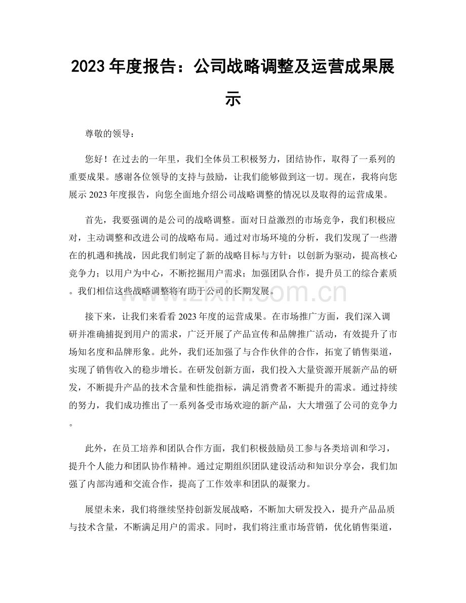 2023年度报告：公司战略调整及运营成果展示.docx_第1页