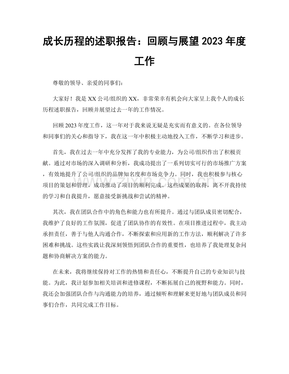 成长历程的述职报告：回顾与展望2023年度工作.docx_第1页