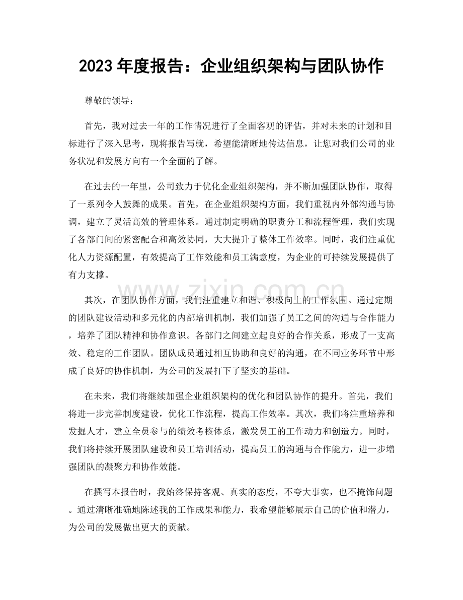 2023年度报告：企业组织架构与团队协作.docx_第1页