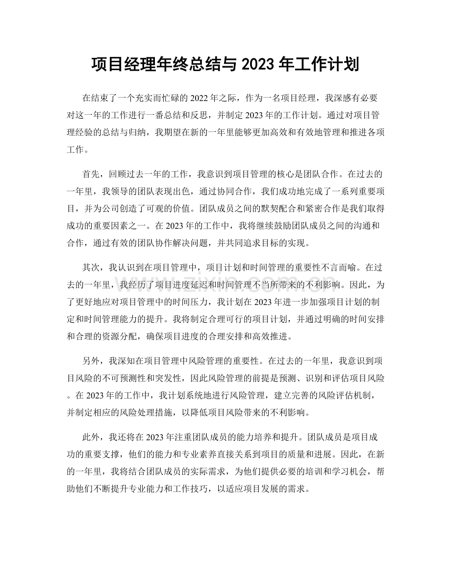 项目经理年终总结与2023年工作计划.docx_第1页