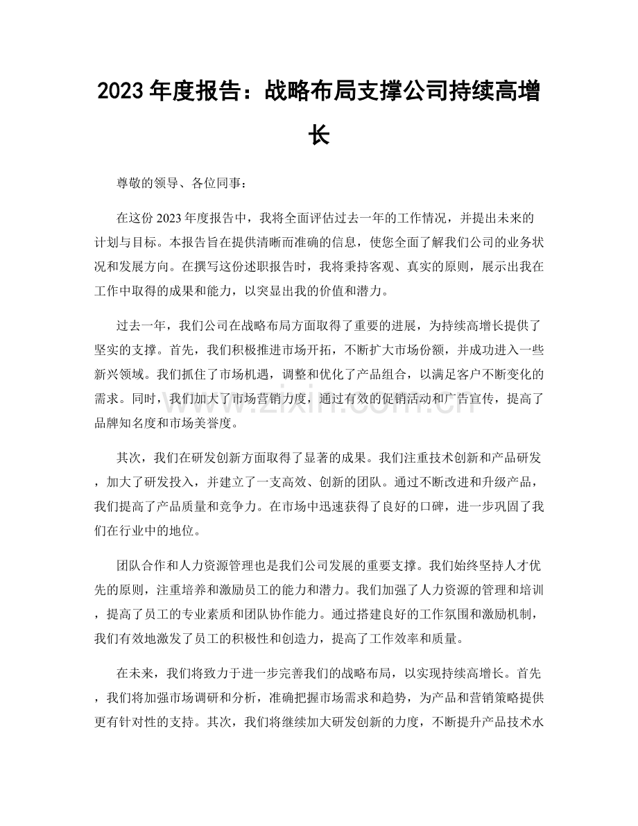 2023年度报告：战略布局支撑公司持续高增长.docx_第1页