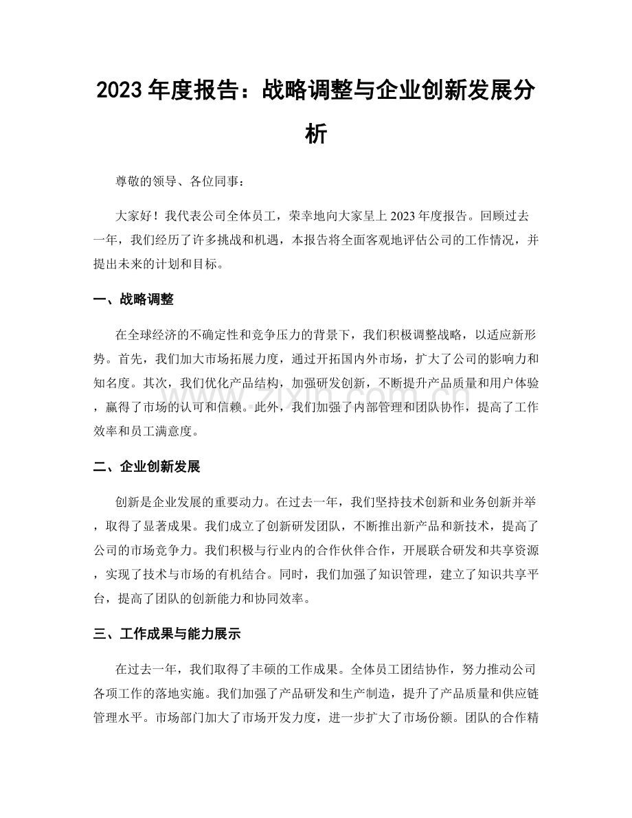 2023年度报告：战略调整与企业创新发展分析.docx_第1页