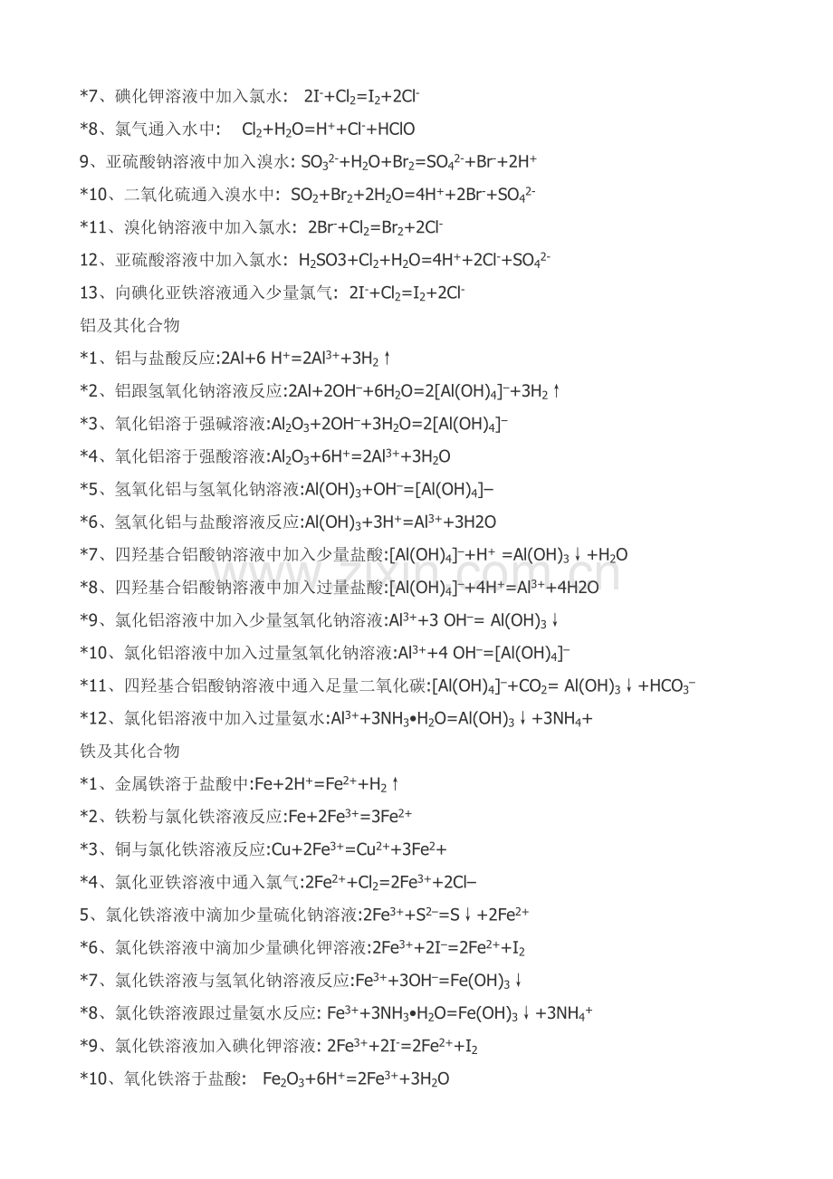 高中化学全部离子方程式大全总结高考必备.doc_第3页