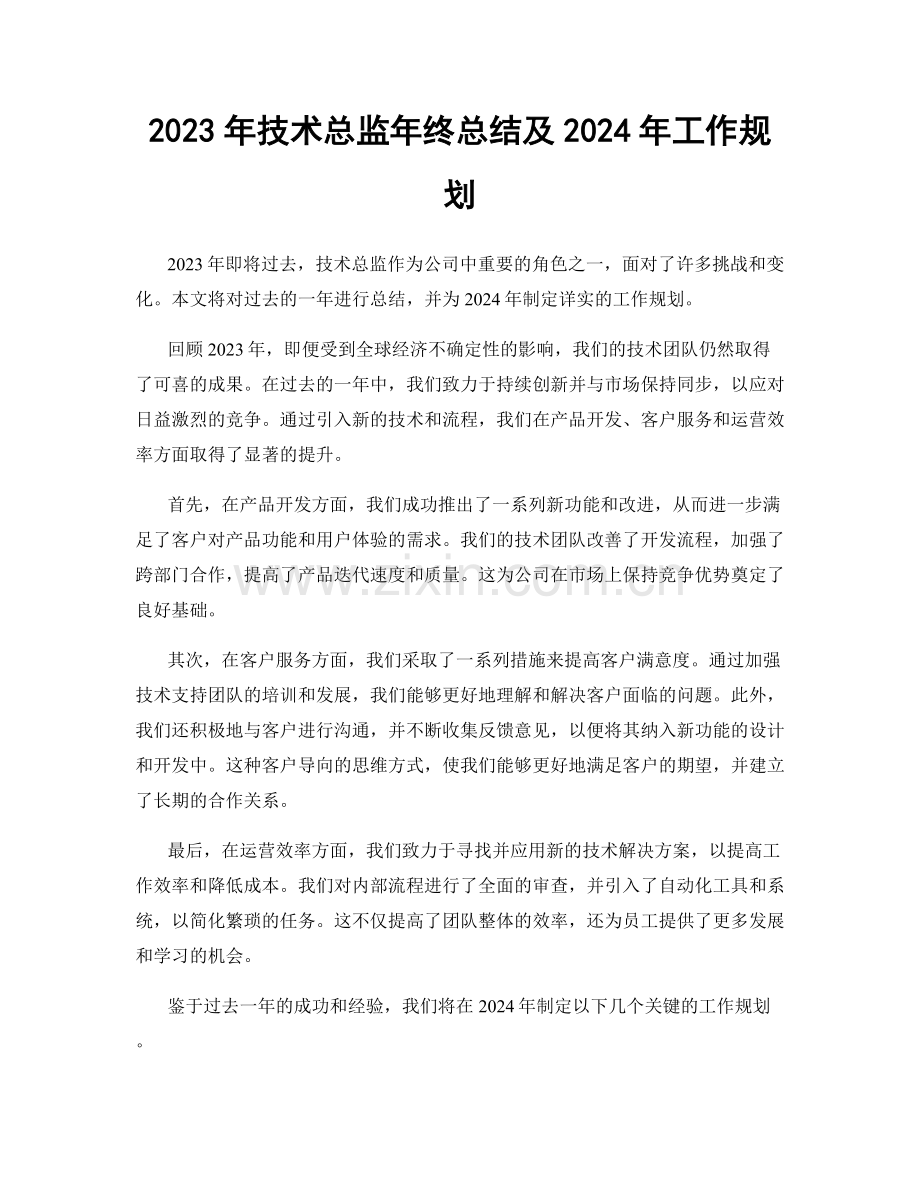 2023年技术总监年终总结及2024年工作规划.docx_第1页