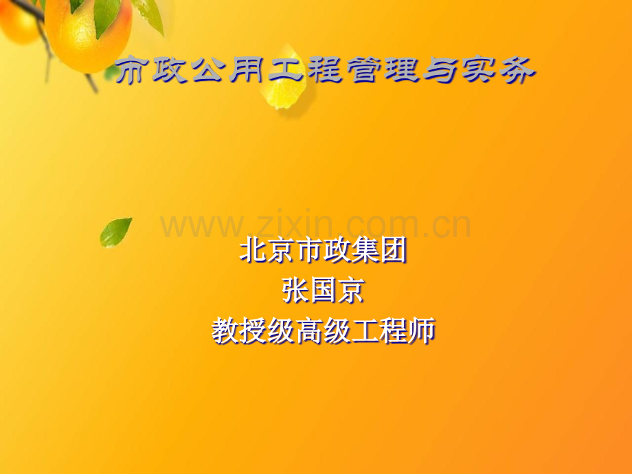 【优质文档】市政公用工程管理与实务(张国京)讲解-(一级建造师考试辅导).ppt_第1页