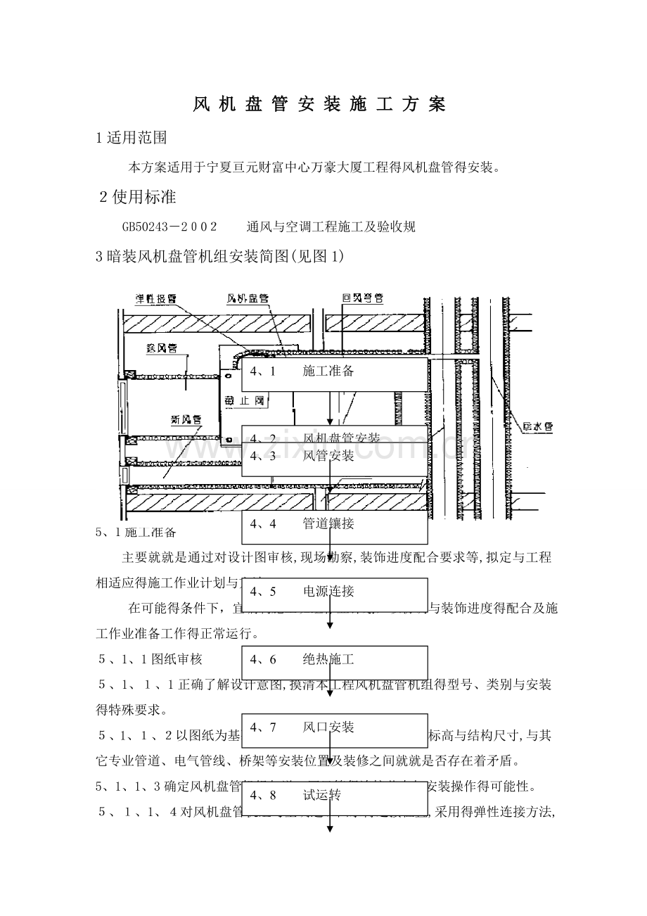 风机盘管机组安装施工方案.doc_第1页