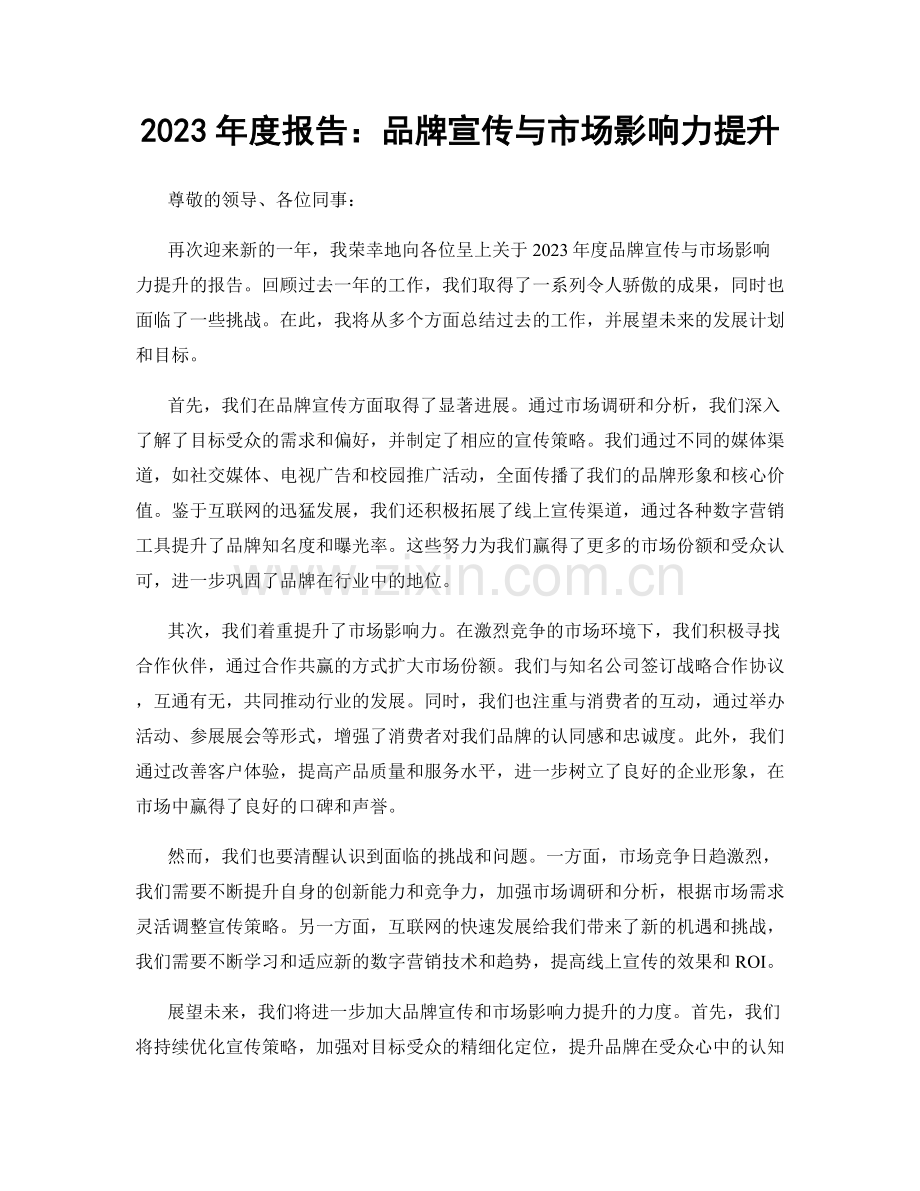 2023年度报告：品牌宣传与市场影响力提升.docx_第1页